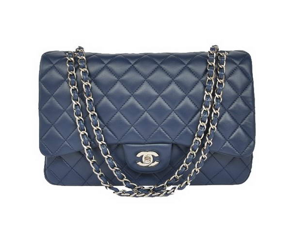 Best New Color Chanel A28601 Royalblue Sheepskin Leather Jumbo Flap Bag Replica